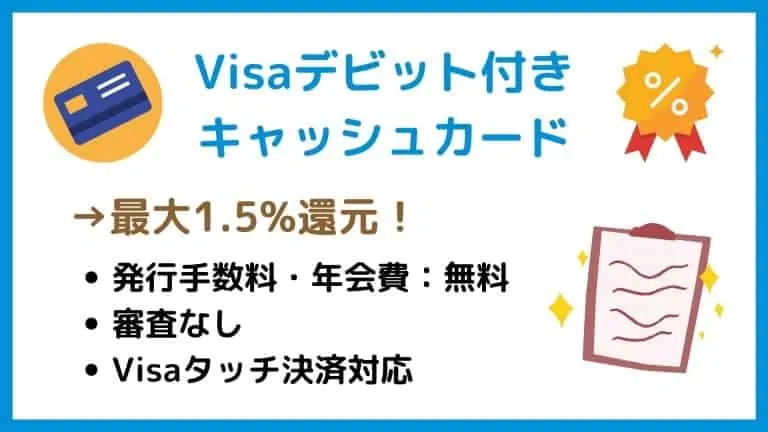 Visaデビットカードで最大1.5%還元！