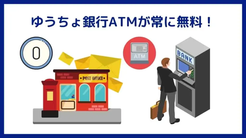 あおぞら銀行BANK支店のメリット：ゆうちょ銀行ATMの手数料が常に無料！0円！